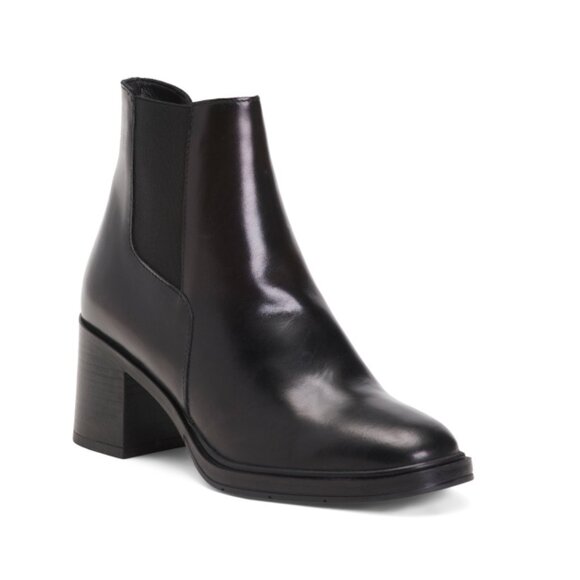 OROSCURO NERO Made In Italy Leather Chelsea Heel Booties
